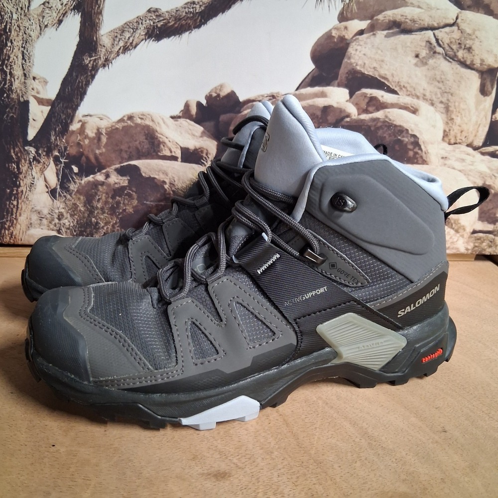 Salomon X Ultra 04 Mid GTX Gore-Tex Hiking Boots Grey Blue Womens Sz 7